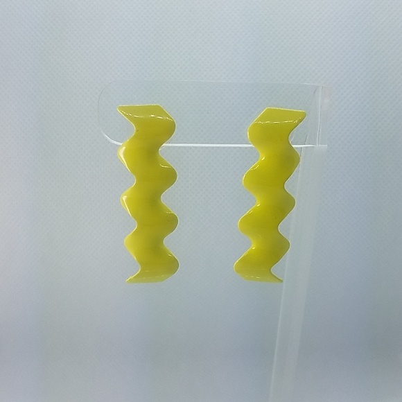 VTG Metal Zigzag Earrings - Picture 2 of 2